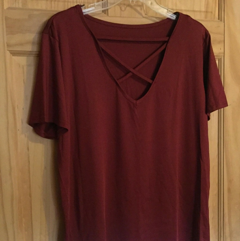 Burgundy Crossy V-Neck